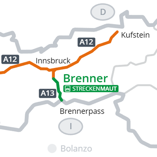 A13 Brenner snelweg (enkele rit)
